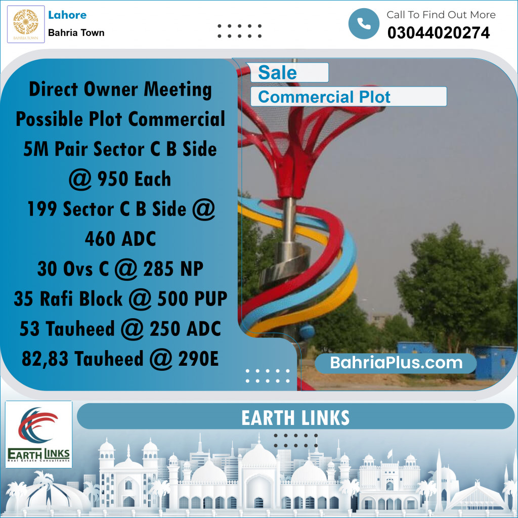 5 Marla Commercial Plot for Sale in Bahria Town, Lahore - (BP-259159)