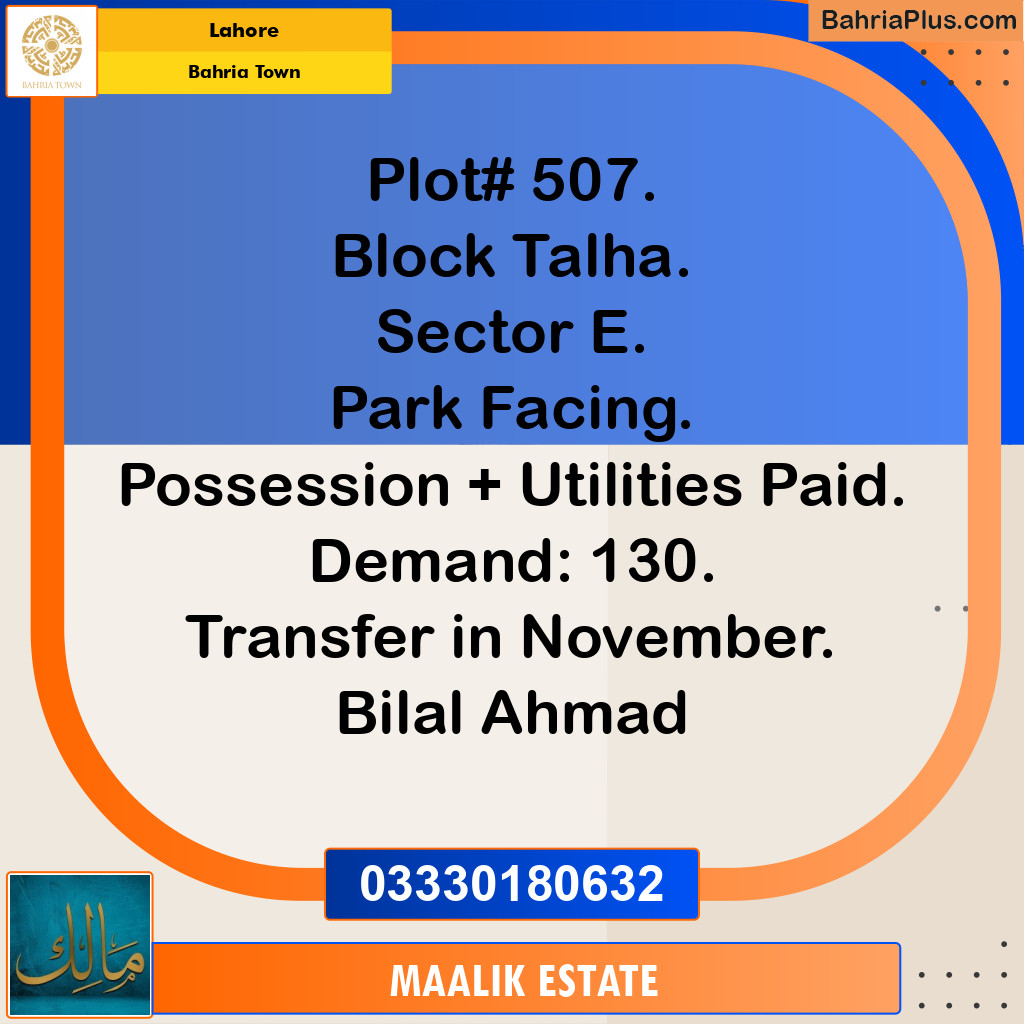 Residential Plot for Sale in Bahria Town, Lahore - (BP-259168)