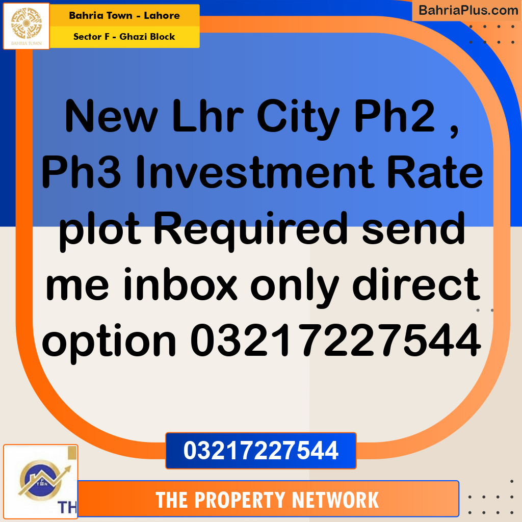 7 Marla Residential Plot for Sale in Sector F - Ghazi Block -  Bahria Town, Lahore - (BP-259210)