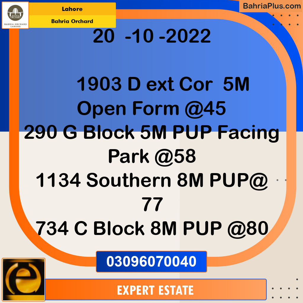 5 Marla Residential Plot for Sale in Bahria Orchard, Lahore - (BP-259240)