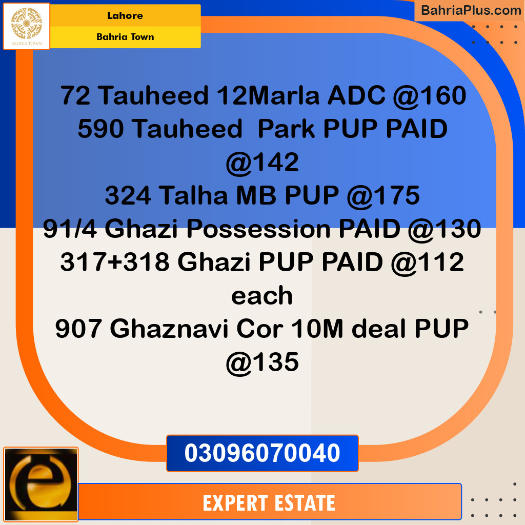 12 Marla Residential Plot for Sale in Bahria Town, Lahore - (BP-259241)