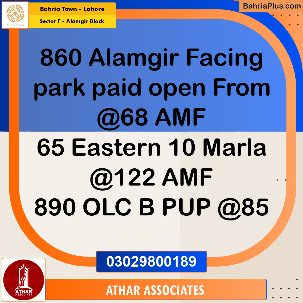 5 Marla Residential Plot for Sale in Sector F - Alamgir Block -  Bahria Town, Lahore - (BP-259292)