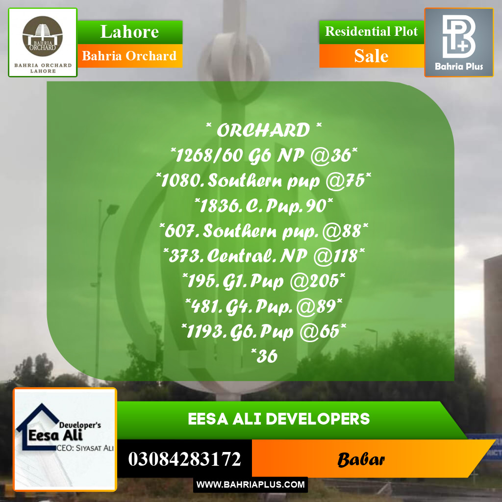 Residential Plot for Sale in Bahria Orchard, Lahore - (BP-259349)
