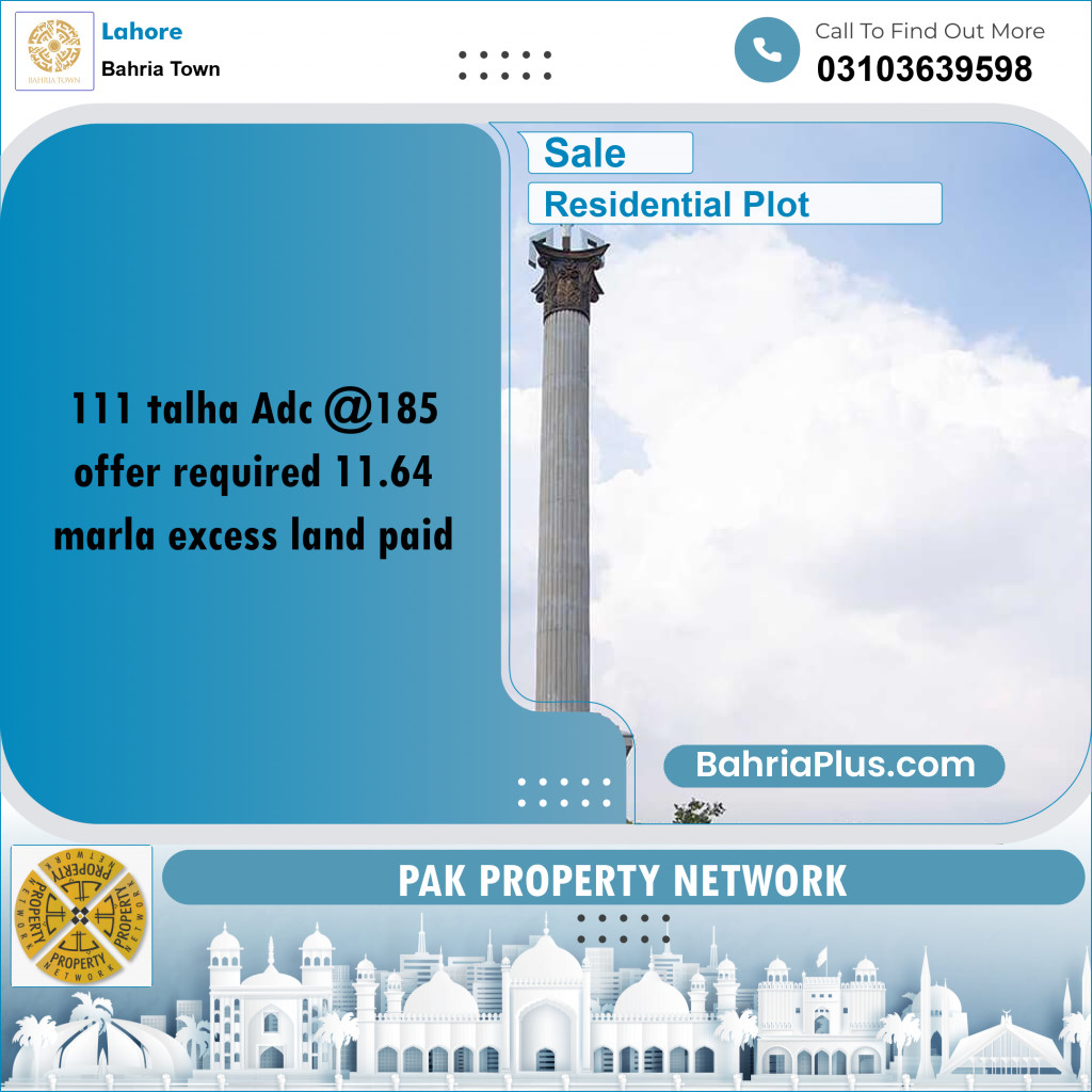 Residential Plot for Sale in Bahria Town, Lahore - (BP-259378)