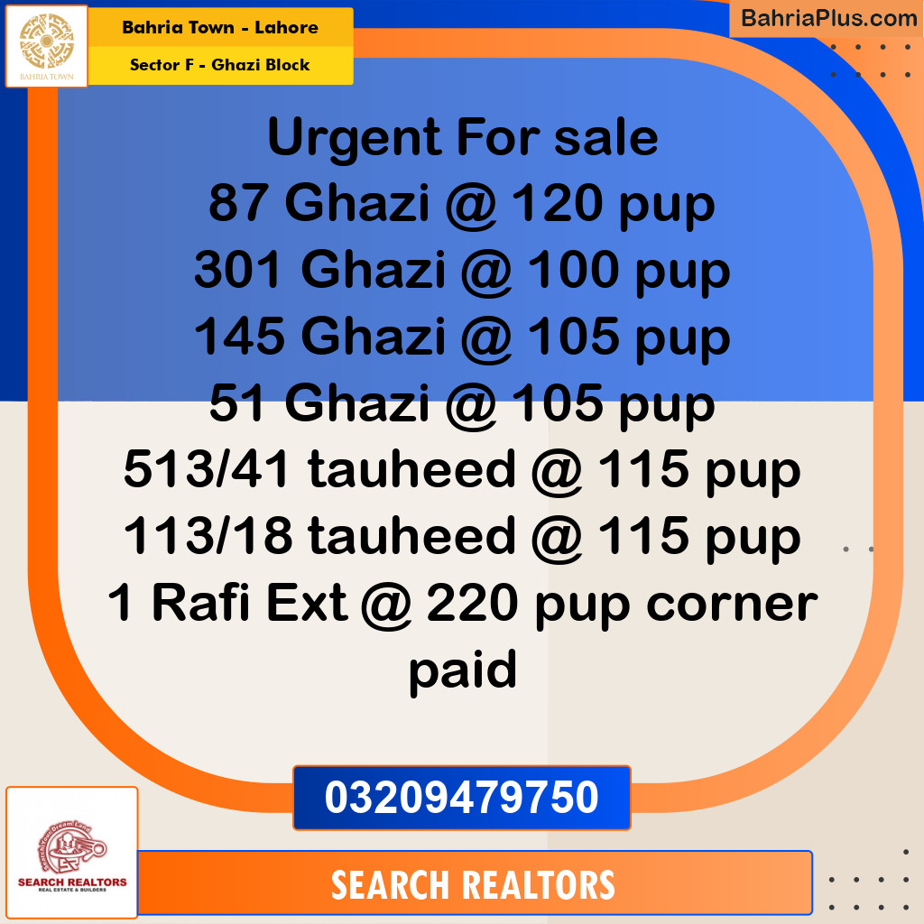 10 Marla Residential Plot for Sale in Sector F - Ghazi Block -  Bahria Town, Lahore - (BP-259450)