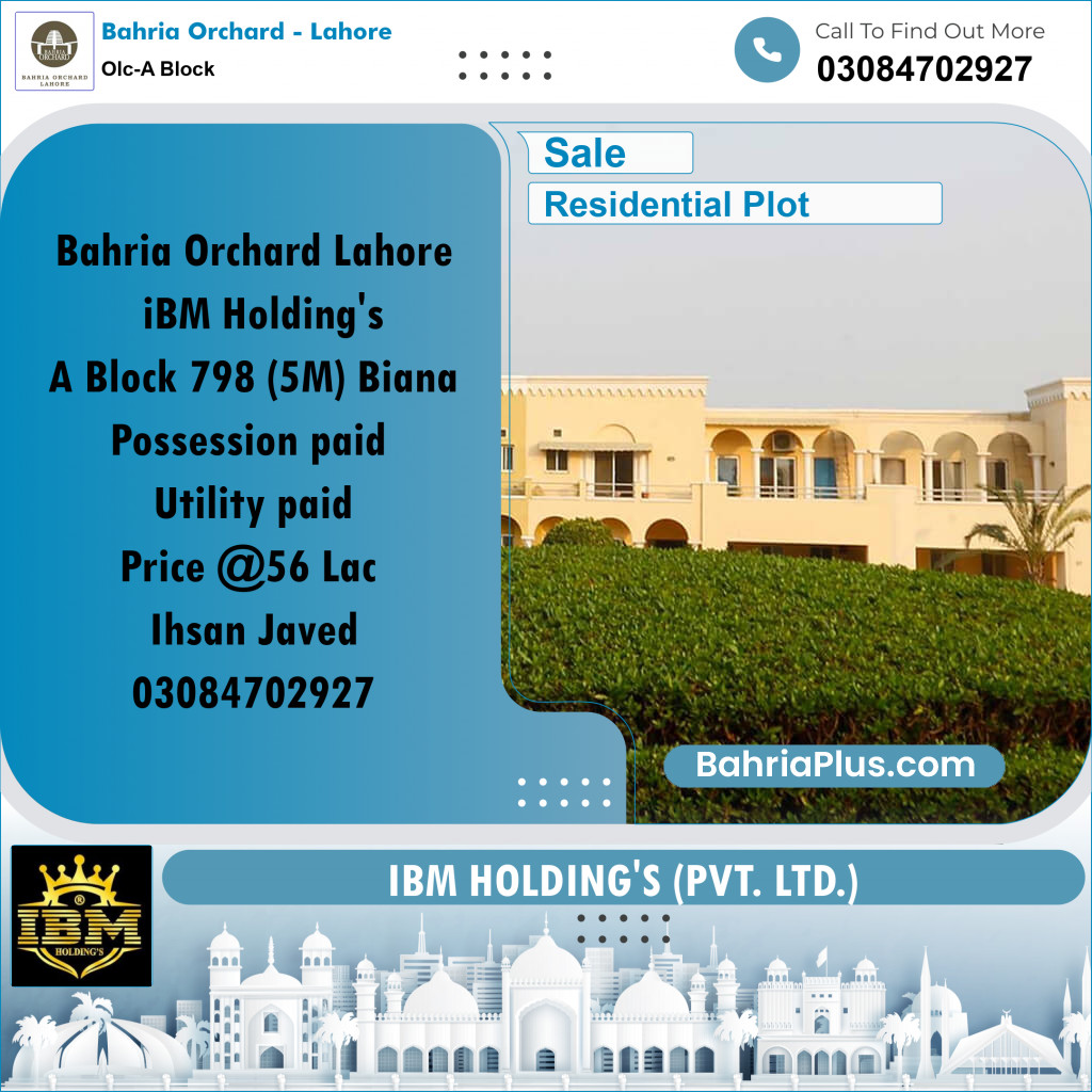 5 Marla Residential Plot for Sale in OLC-A Block -  Bahria Orchard, Lahore - (BP-259475)