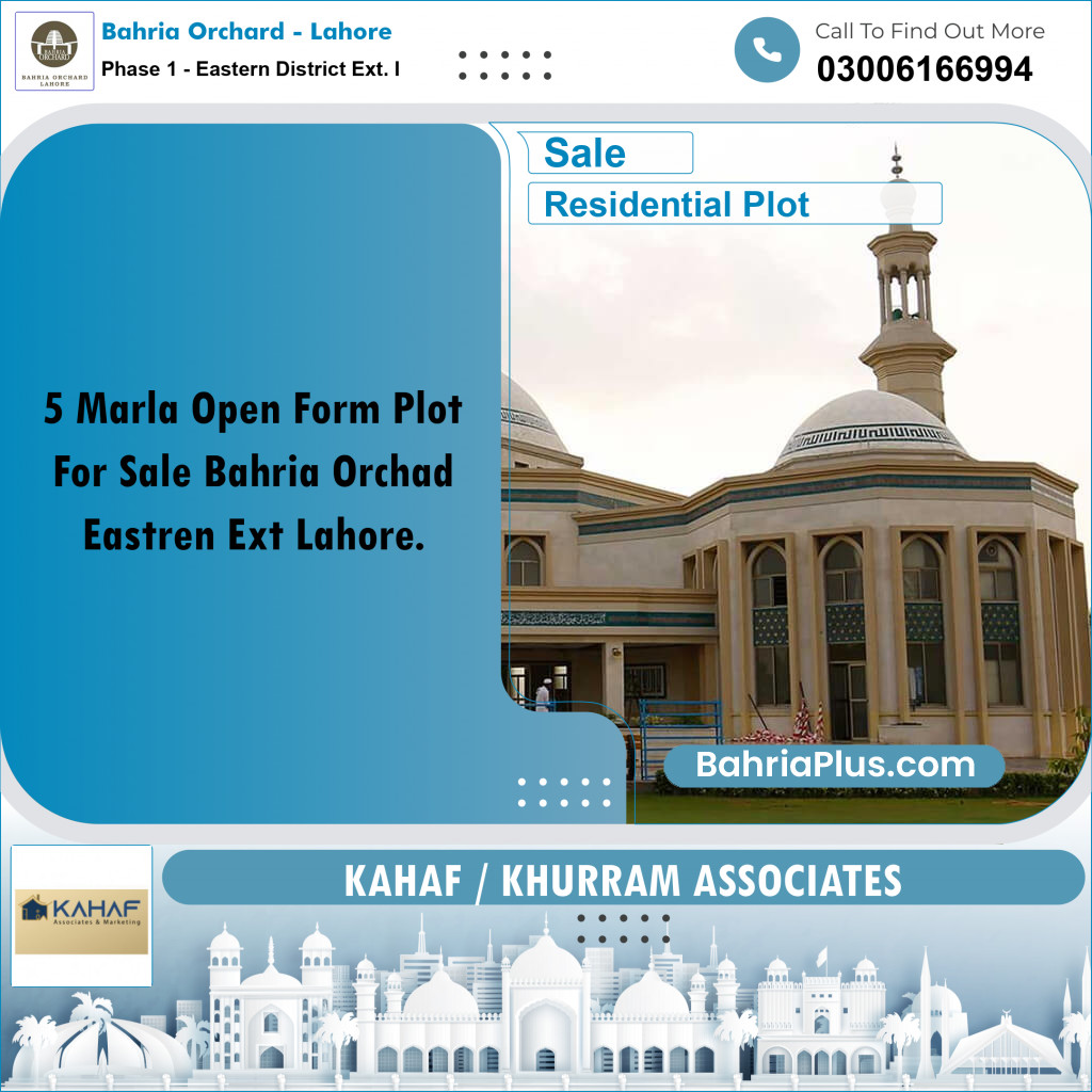5 Marla Residential Plot for Sale in Phase 1 - Eastern District Ext. I -  Bahria Orchard, Lahore - (BP-259483)