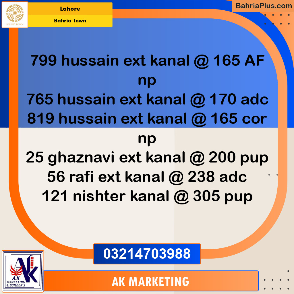 Residential Plot for Sale in Bahria Town, Lahore - (BP-259490)