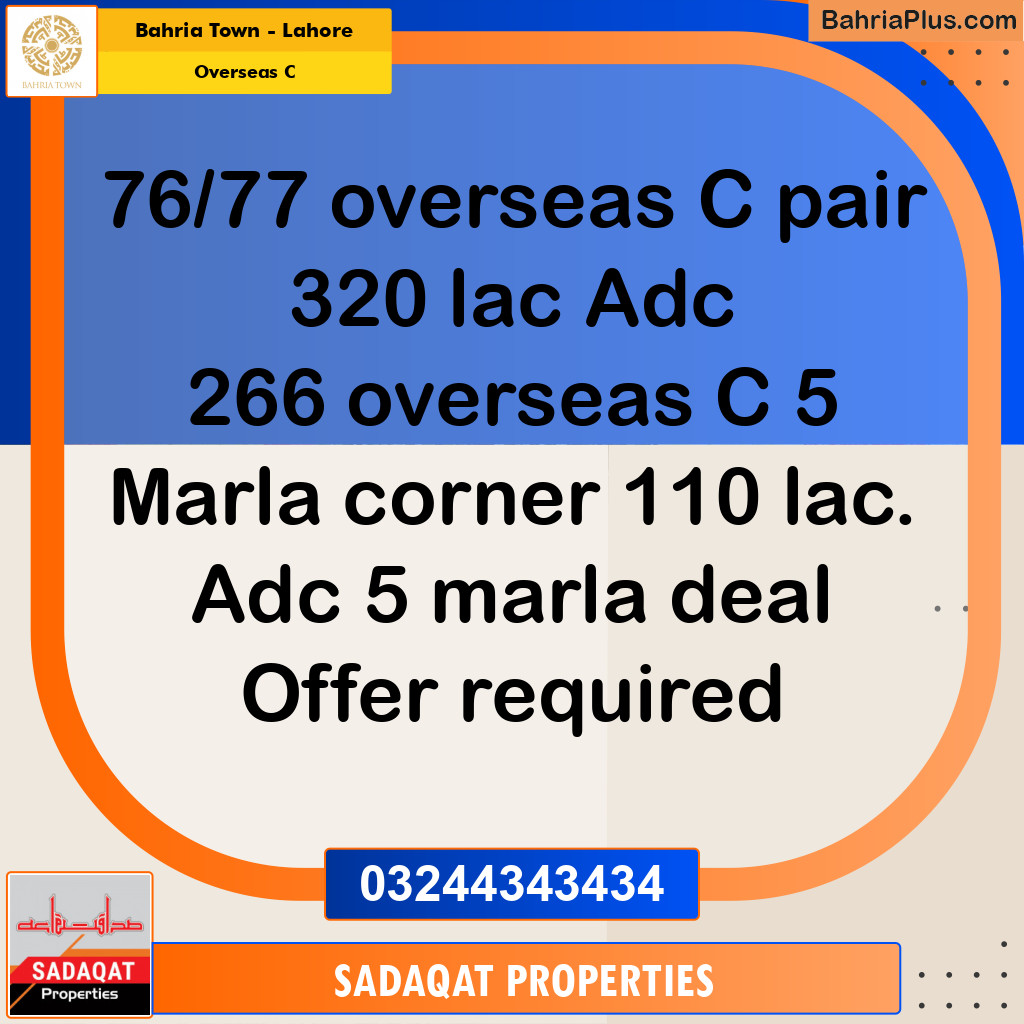 10 Marla Residential Plot for Sale in Overseas C -  Bahria Town, Lahore - (BP-259534)