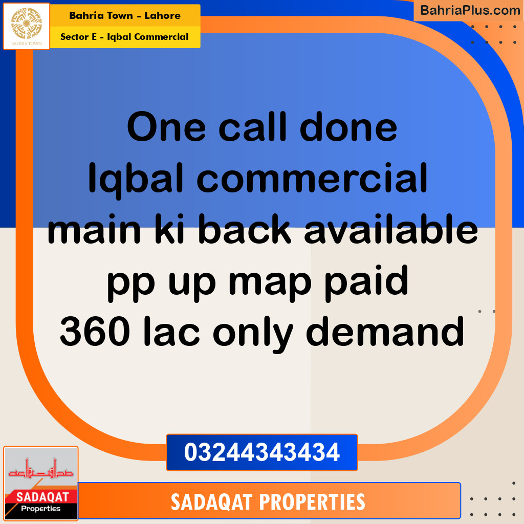 5 Marla Commercial Plot for Sale in Sector E - Iqbal Commercial -  Bahria Town, Lahore - (BP-259535)