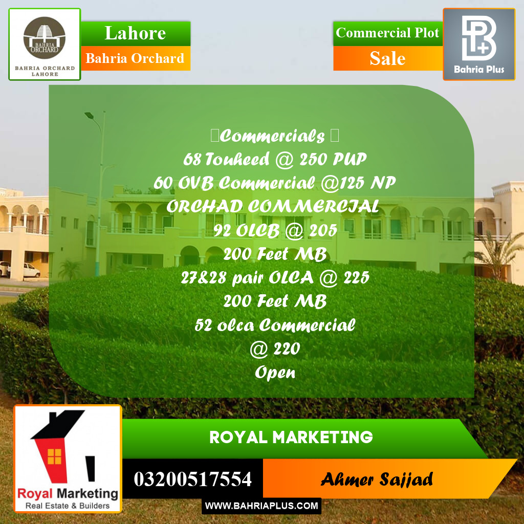 Commercial Plot for Sale in Bahria Orchard, Lahore - (BP-259538)