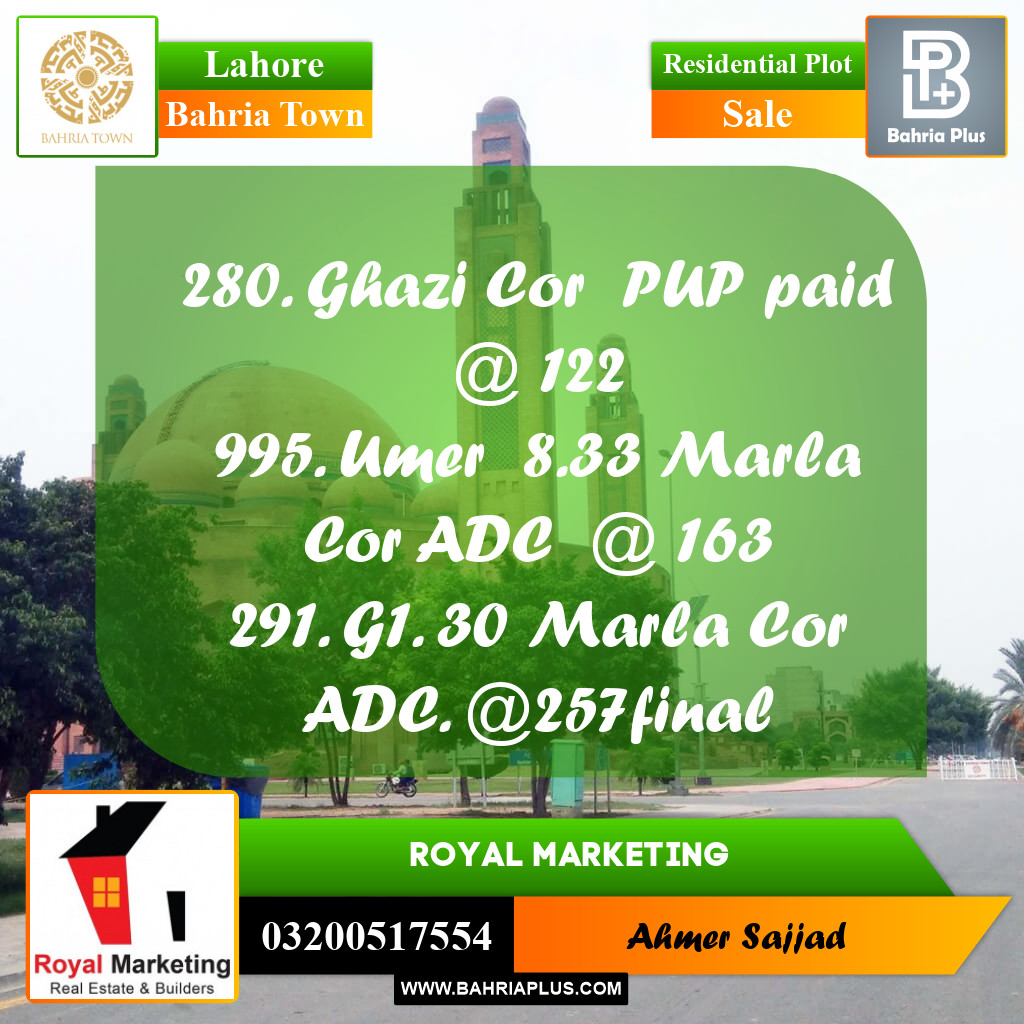 Residential Plot for Sale in Bahria Town, Lahore - (BP-259570)