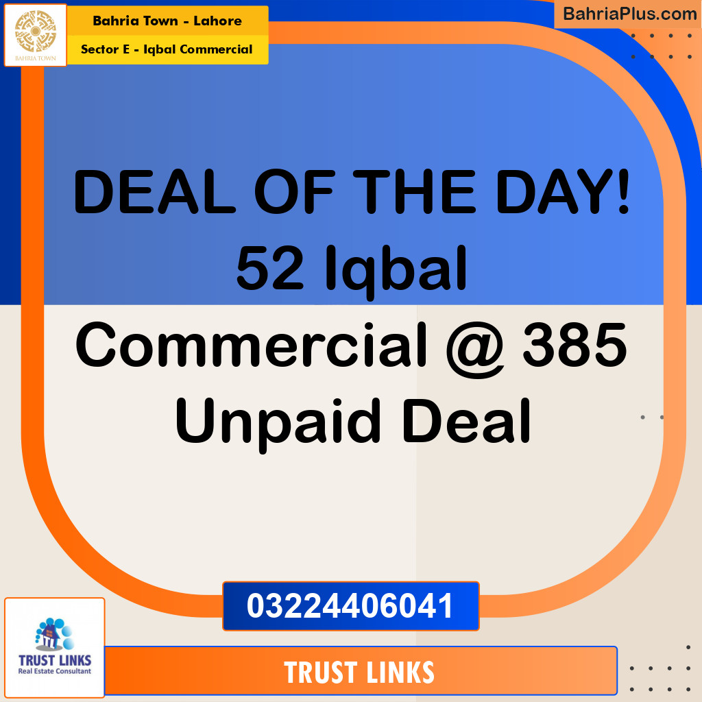 5 Marla Commercial Plot for Sale in Sector E - Iqbal Commercial -  Bahria Town, Lahore - (BP-259571)