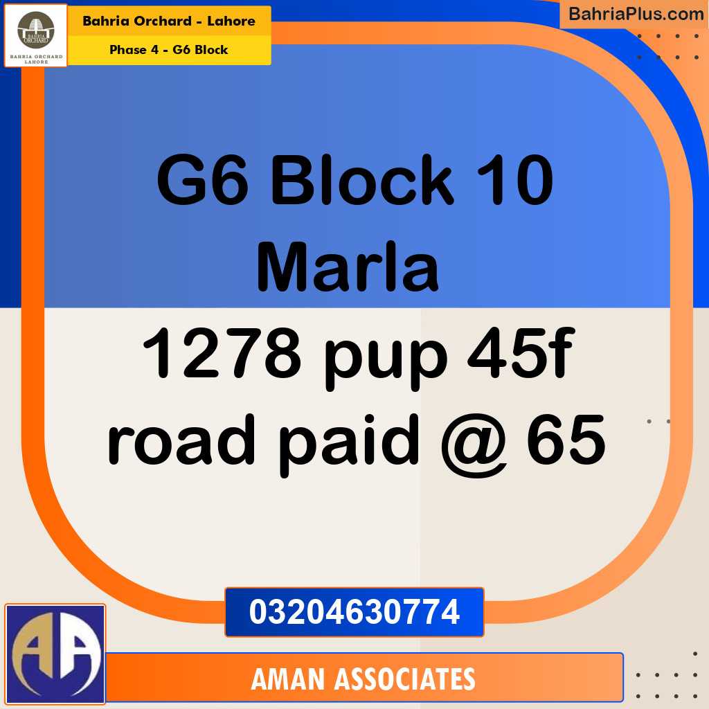 10 Marla Residential Plot for Sale in Phase 4 - G6 Block -  Bahria Orchard, Lahore - (BP-259573)