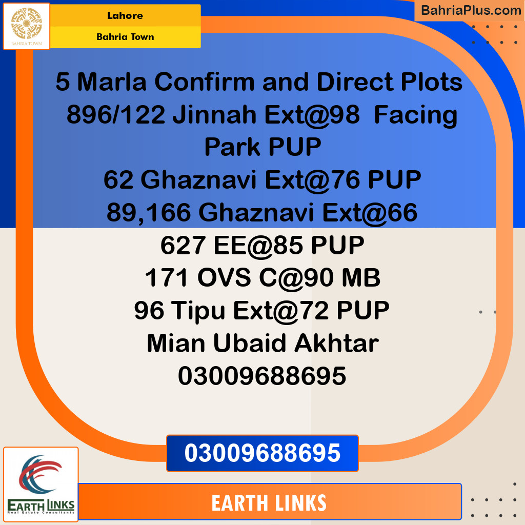 Residential Plot for Sale in Bahria Town, Lahore - (BP-259601)