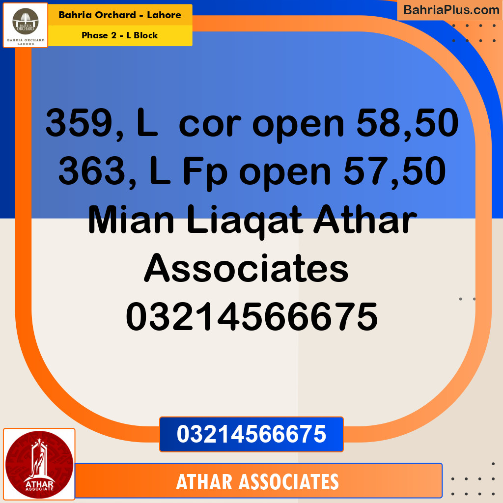 5 Marla Residential Plot for Sale in Phase 2 - L Block -  Bahria Orchard, Lahore - (BP-259620)