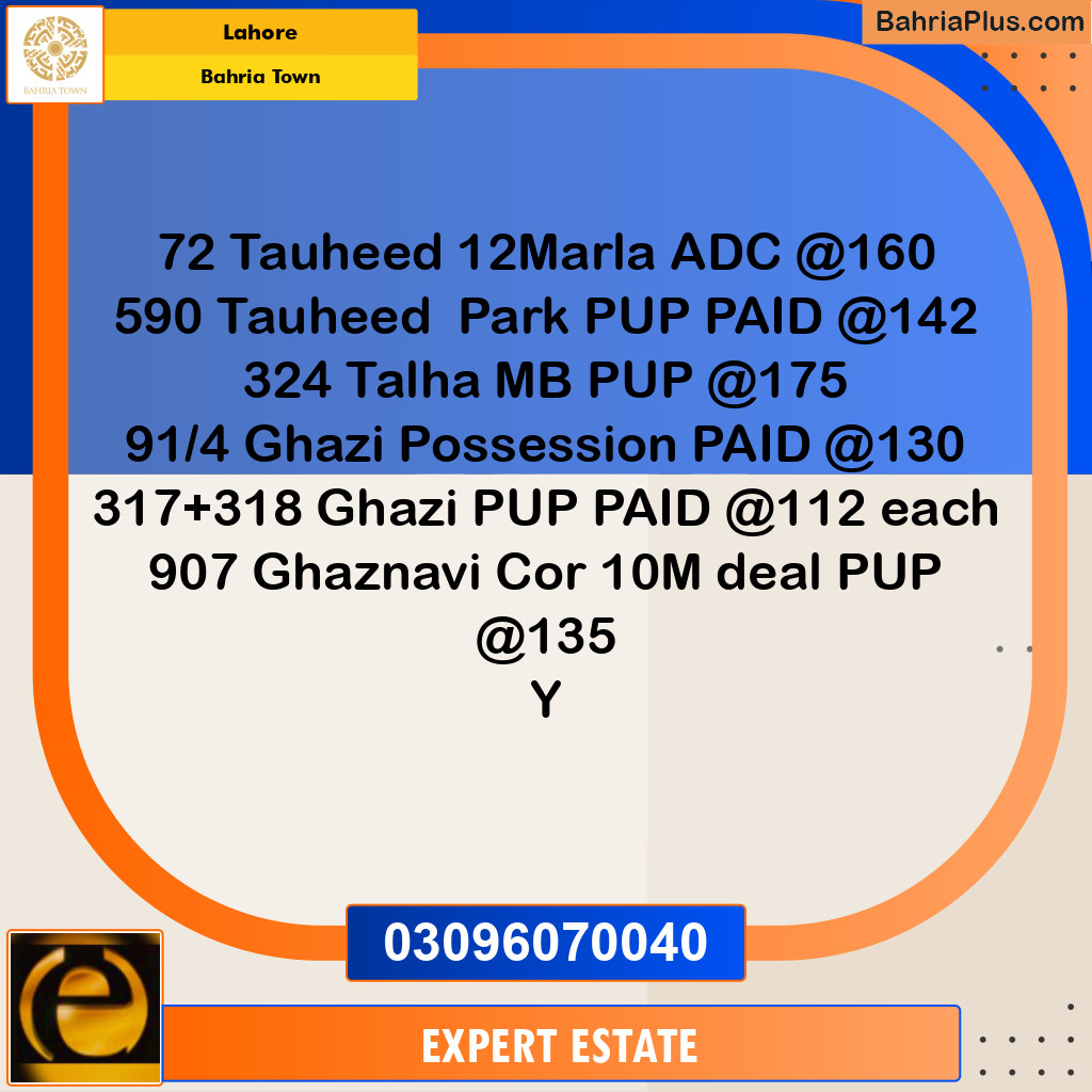 12 Marla Residential Plot for Sale in Bahria Town, Lahore - (BP-259658)