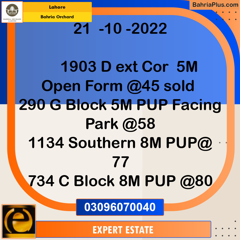 5 Marla Residential Plot for Sale in Bahria Orchard, Lahore - (BP-259665)