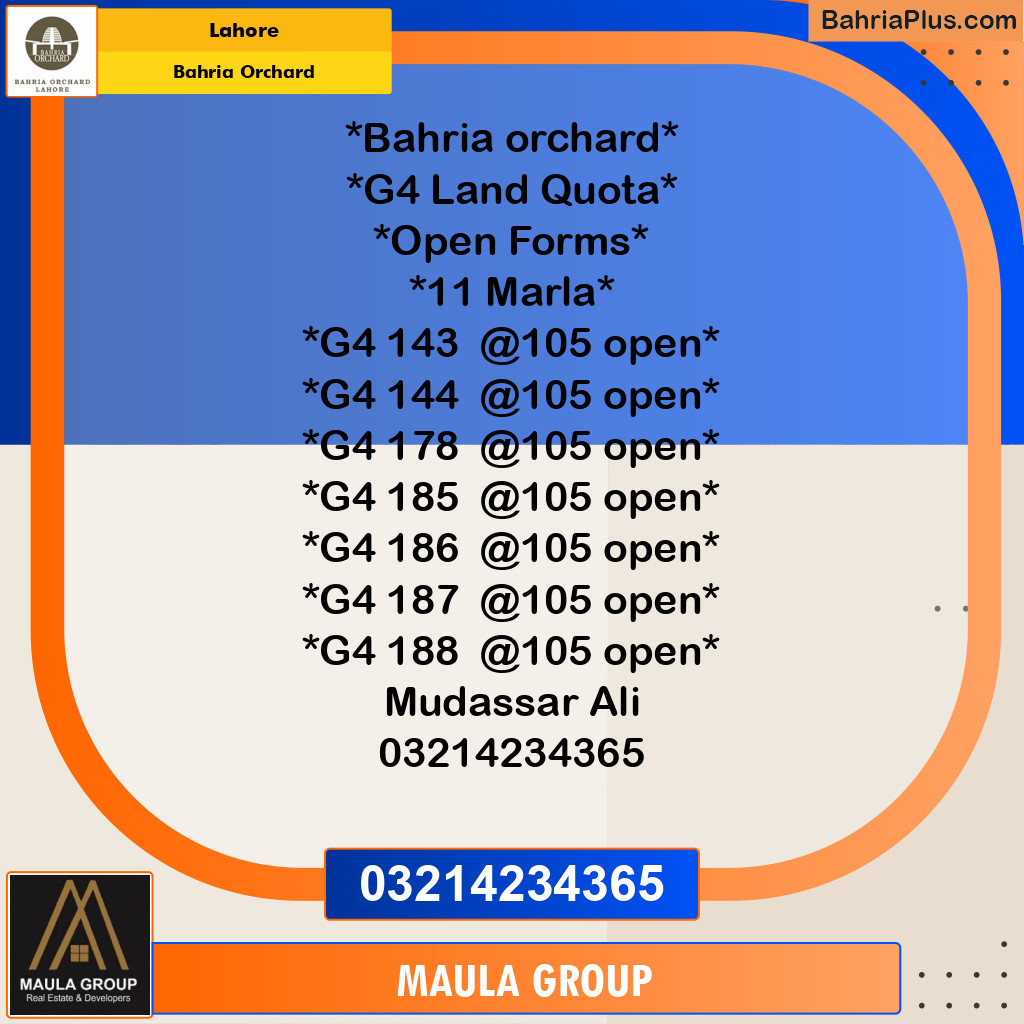 Residential Plot for Sale in Bahria Orchard, Lahore - (BP-259671)