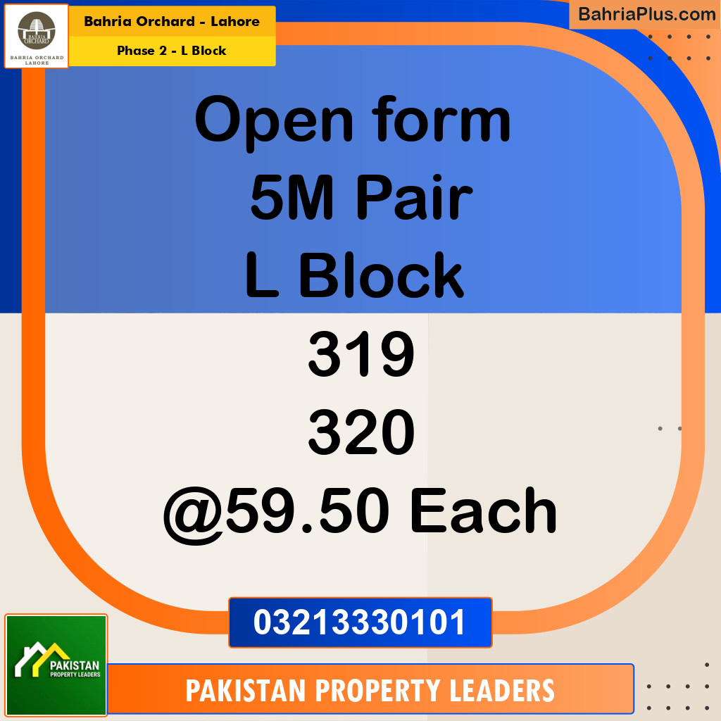 5 Marla Residential Plot for Sale in Phase 2 - L Block -  Bahria Orchard, Lahore - (BP-259677)
