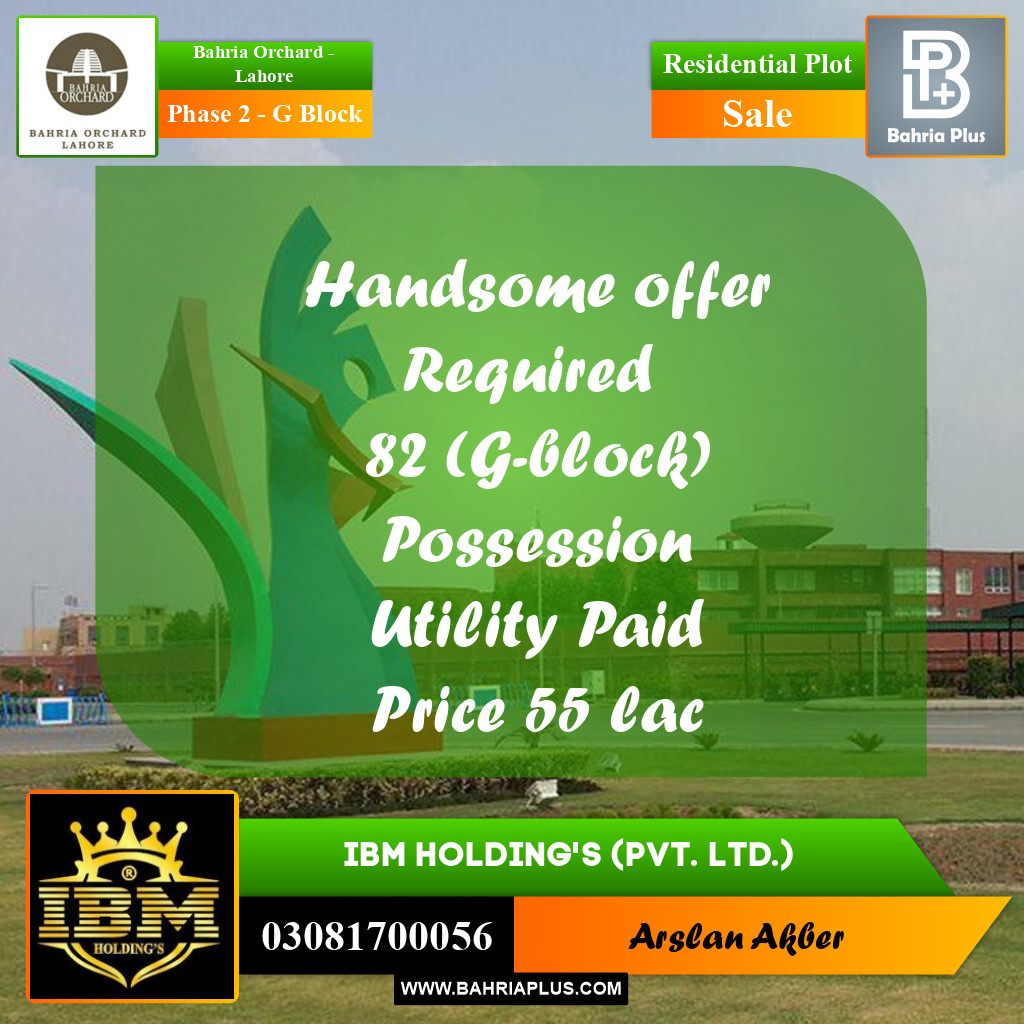 10 Marla Residential Plot for Sale in Phase 2 - G Block -  Bahria Orchard, Lahore - (BP-259718)