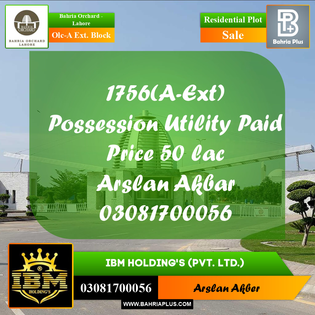 5 Marla Residential Plot for Sale in OLC-A Ext. Block -  Bahria Orchard, Lahore - (BP-259722)