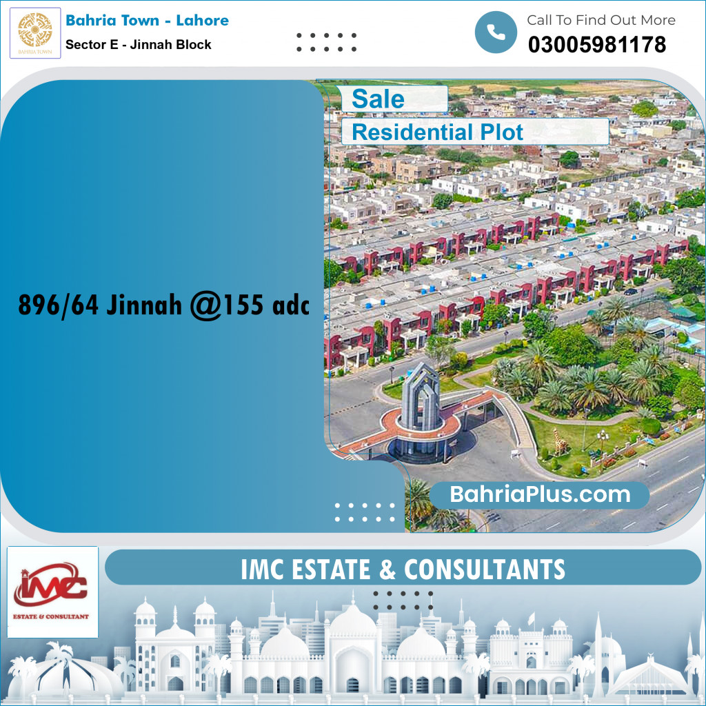10 Marla Residential Plot for Sale in Sector E - Jinnah Block -  Bahria Town, Lahore - (BP-259777)
