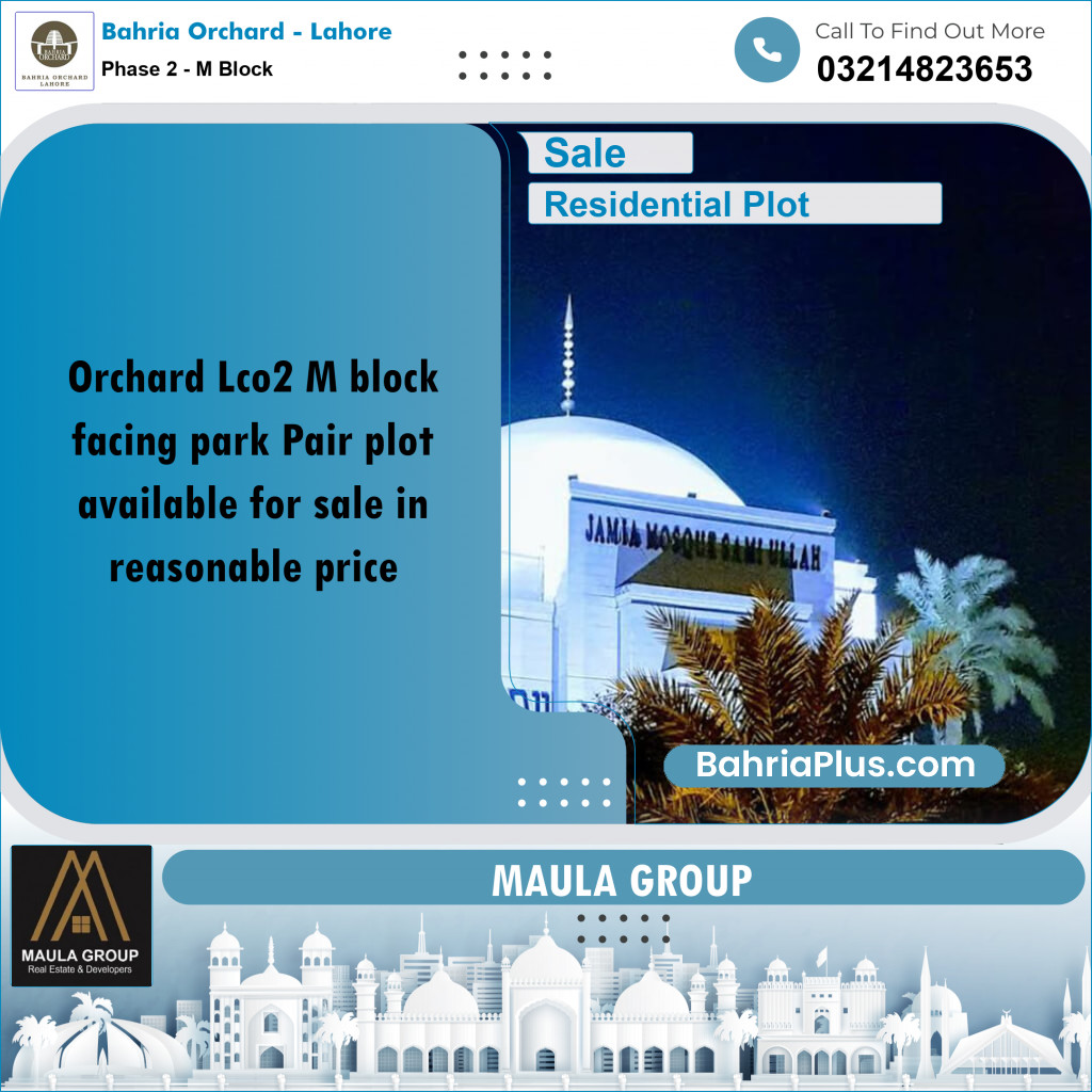 5 Marla Residential Plot for Sale in Phase 2 - M Block -  Bahria Orchard, Lahore - (BP-259789)