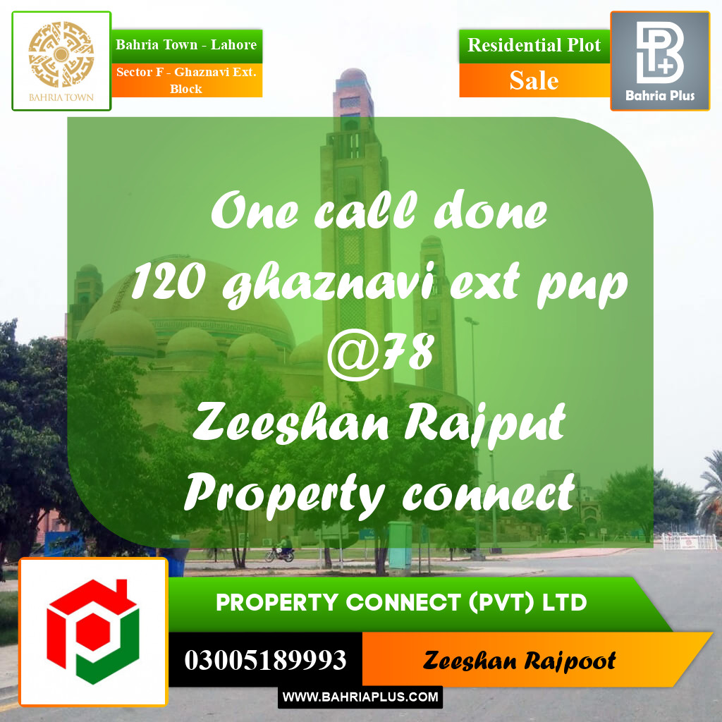 Residential Plot for Sale in Sector F - Ghaznavi Ext. Block -  Bahria Town, Lahore - (BP-259806)