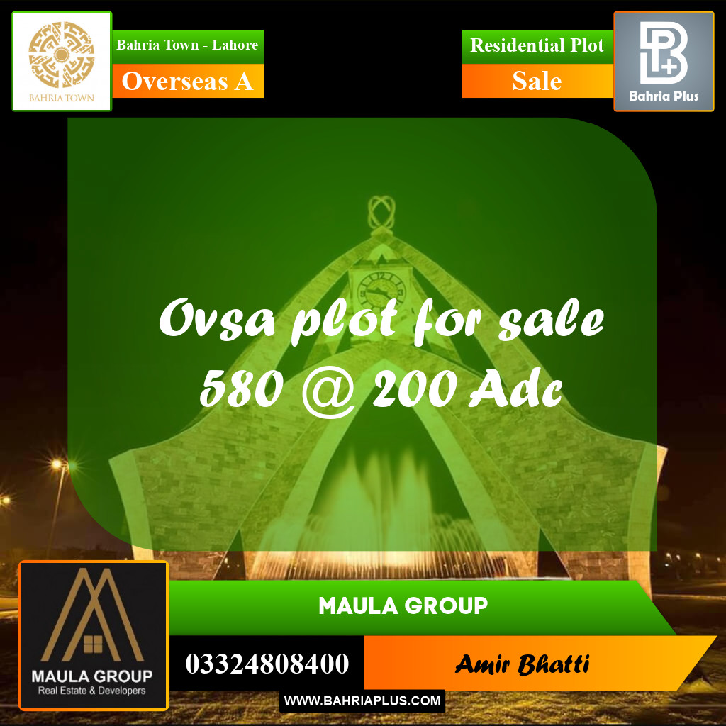 10 Marla Residential Plot for Sale in Overseas A -  Bahria Town, Lahore - (BP-259815)