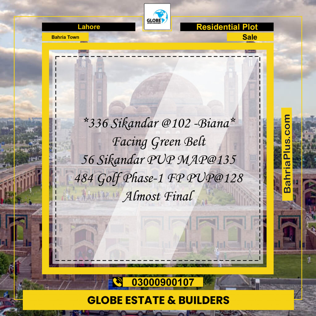Residential Plot for Sale in Bahria Town, Lahore - (BP-259818)