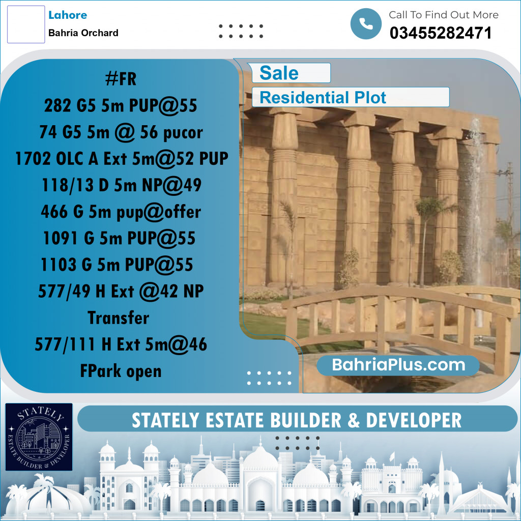 Residential Plot for Sale in Bahria Orchard, Lahore - (BP-259841)