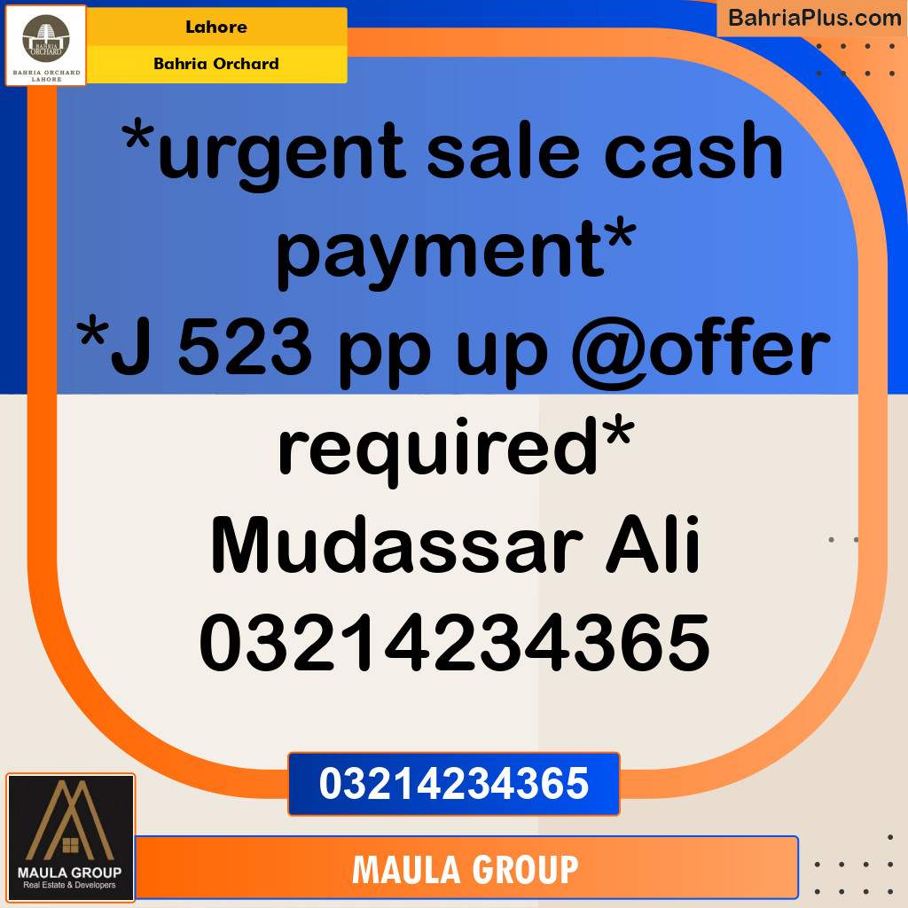 Residential Plot for Sale in Bahria Orchard, Lahore - (BP-259847)