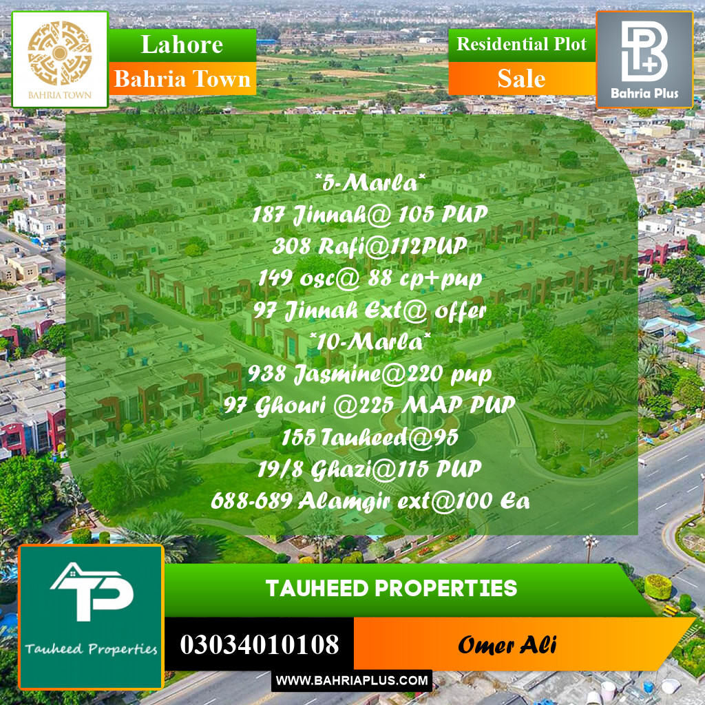 Residential Plot for Sale in Bahria Town, Lahore - (BP-259862)