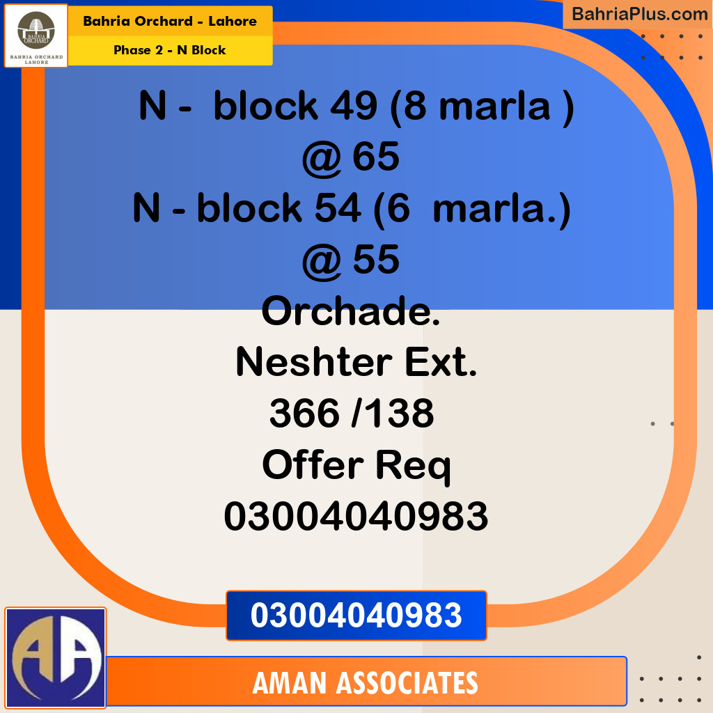 Residential Plot for Sale in Phase 2 - N Block -  Bahria Orchard, Lahore - (BP-259894)