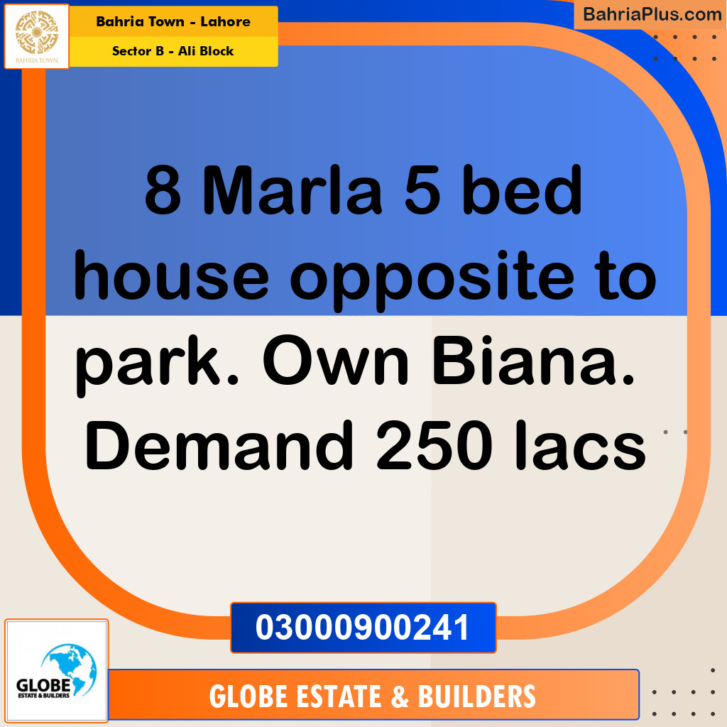 8 Marla Residential House for Sale in Sector B - Ali Block -  Bahria Town, Lahore - (BP-259904)