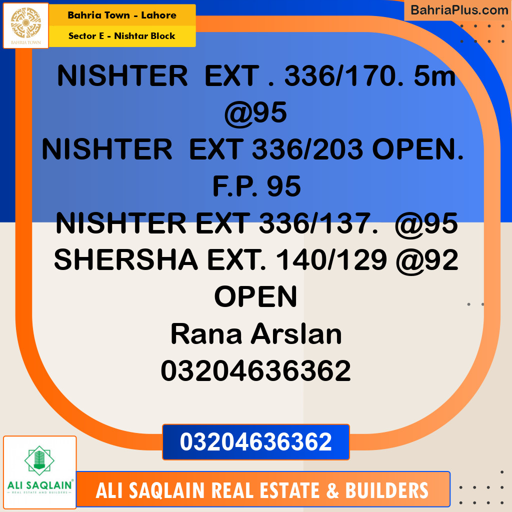 5 Marla Residential Plot for Sale in Sector E - Nishtar Block -  Bahria Town, Lahore - (BP-259913)