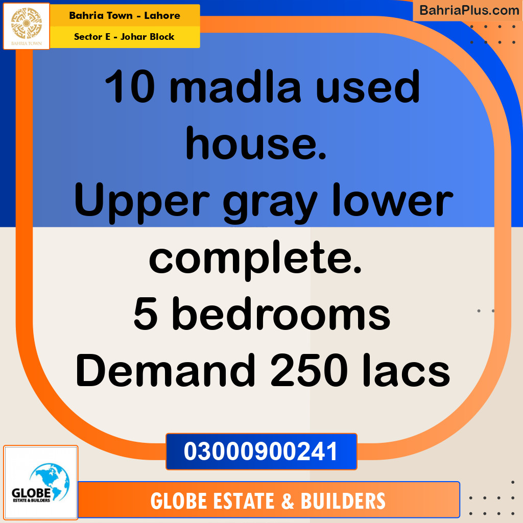 10 Marla Residential House for Sale in Sector E - Johar Block -  Bahria Town, Lahore - (BP-259920)