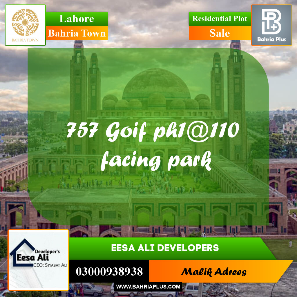 Residential Plot for Sale in Bahria Town, Lahore - (BP-259931)
