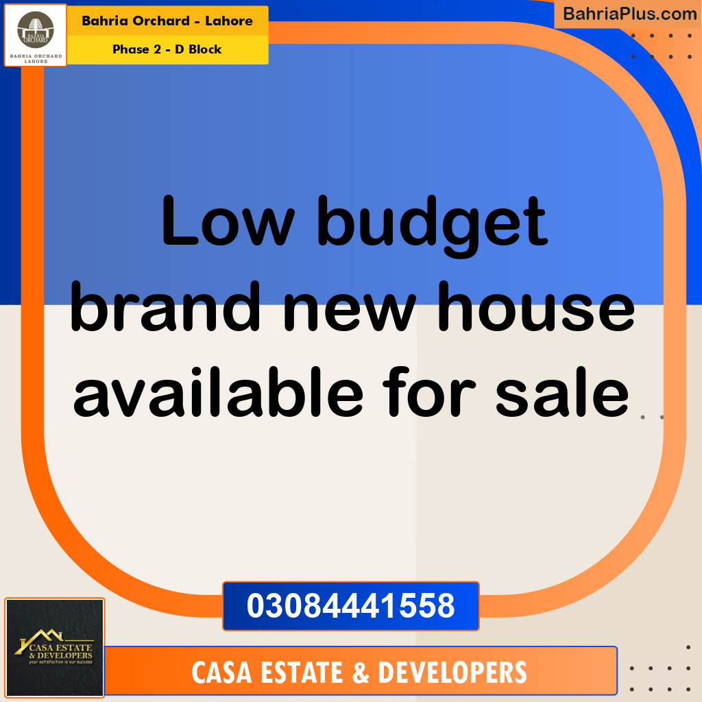 8 Marla Residential House for Sale in Phase 2 - D Block -  Bahria Orchard, Lahore - (BP-259937)
