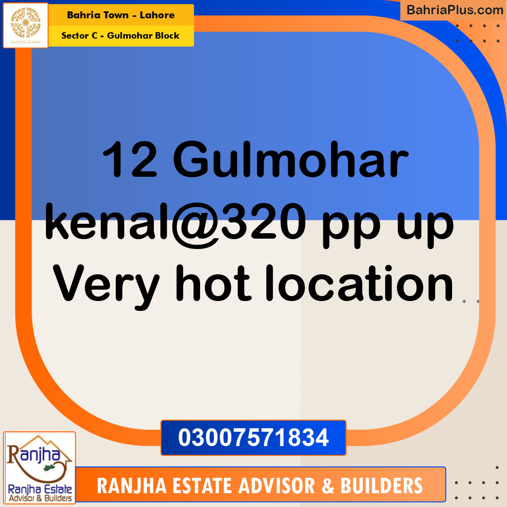 1 Kanal Residential Plot for Sale in Sector C - Gulmohar Block -  Bahria Town, Lahore - (BP-259969)