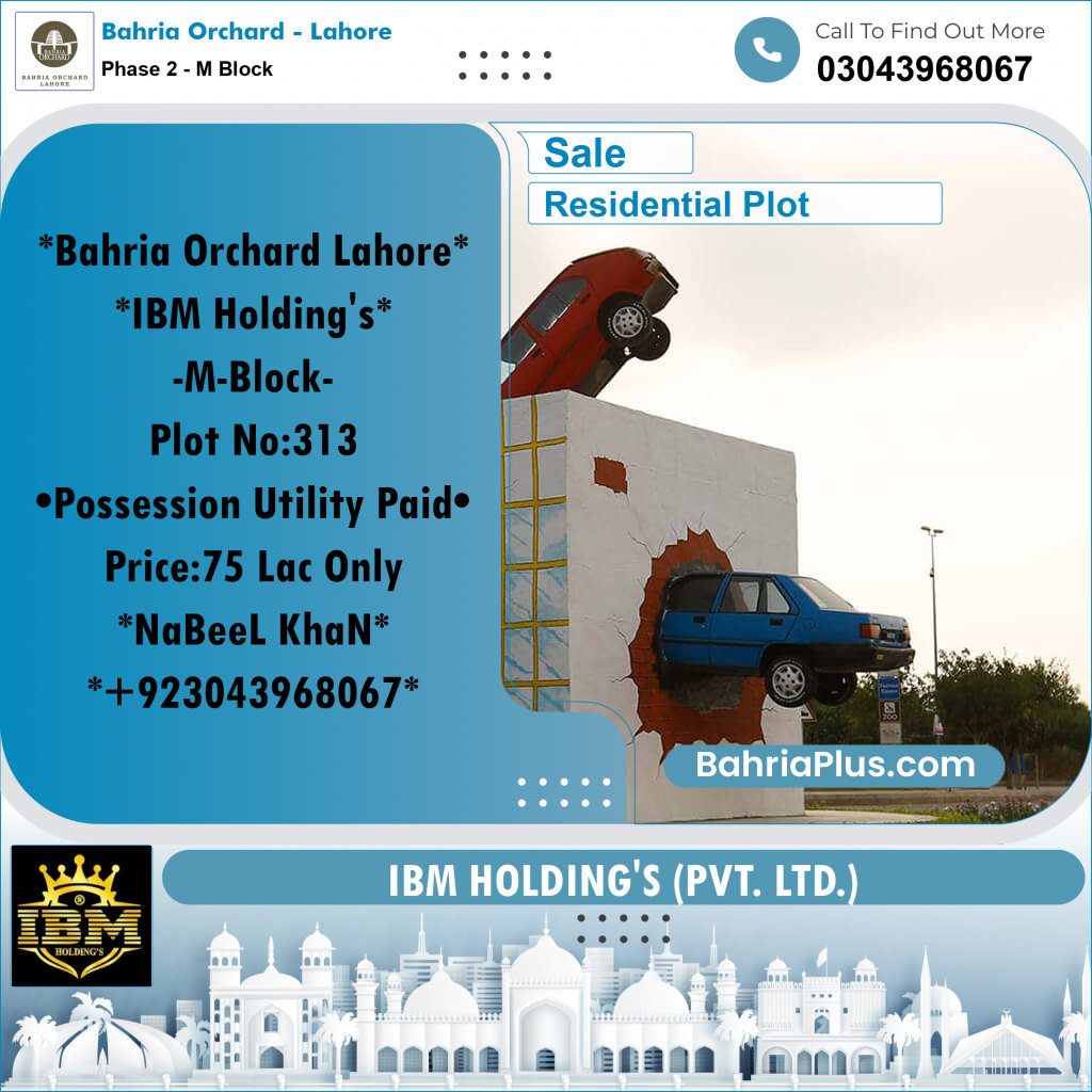 8 Marla Residential Plot for Sale in Phase 2 - M Block -  Bahria Orchard, Lahore - (BP-259977)