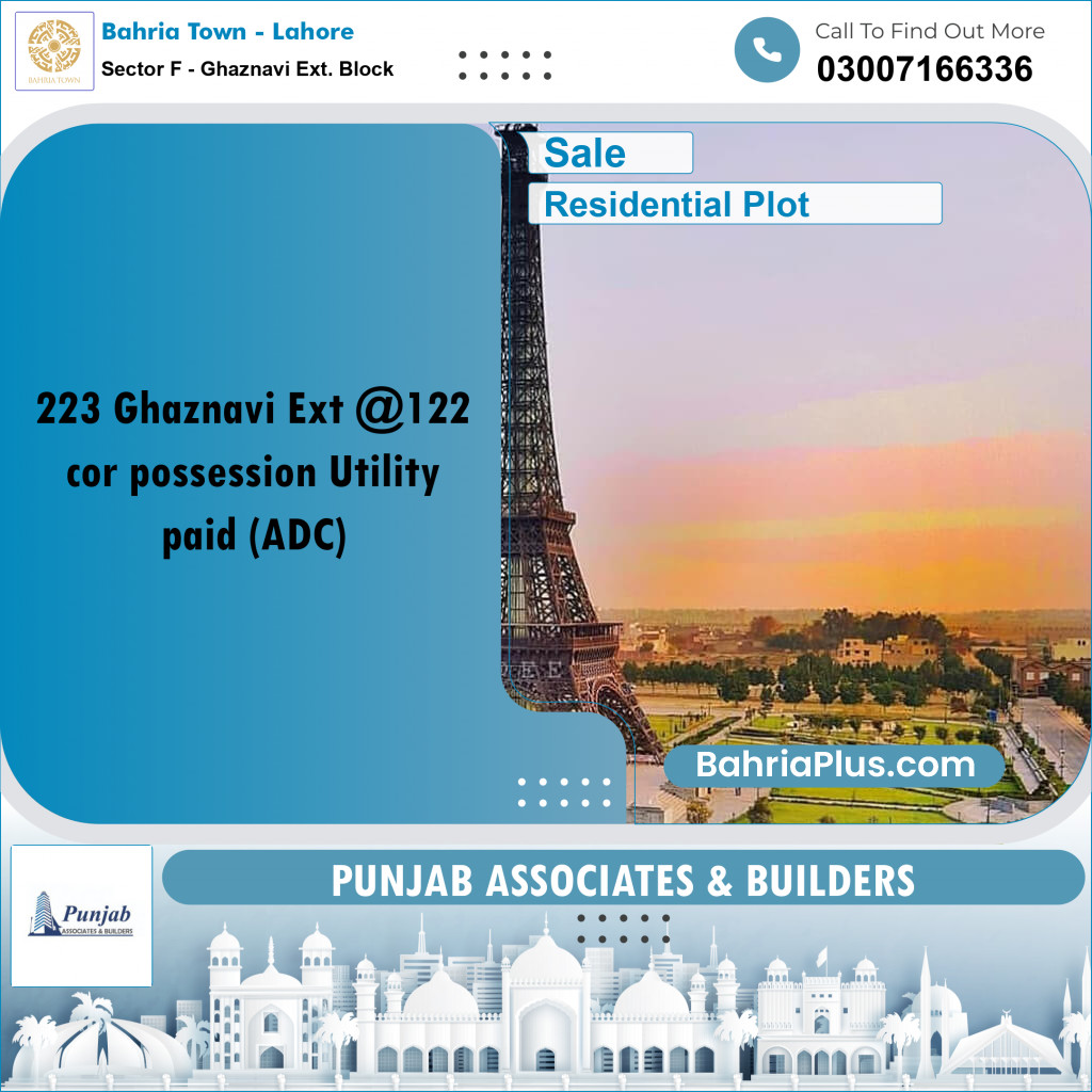 Residential Plot for Sale in Sector F - Ghaznavi Ext. Block -  Bahria Town, Lahore - (BP-259984)