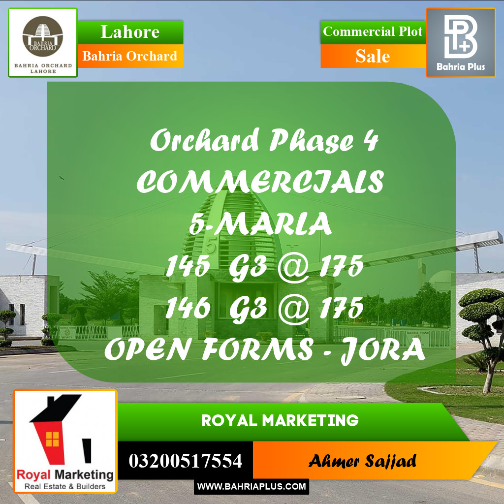 Commercial Plot for Sale in Bahria Orchard, Lahore - (BP-259999)