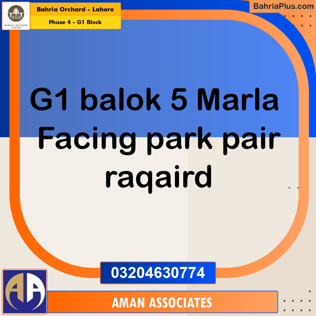 5 Marla Residential Plot for Sale in Phase 4 - G1 Block -  Bahria Orchard, Lahore - (BP-260011)