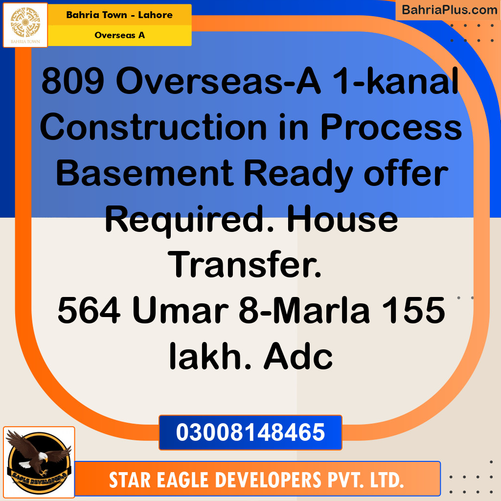 1 Kanal Residential Plot for Sale in Overseas A -  Bahria Town, Lahore - (BP-260014)