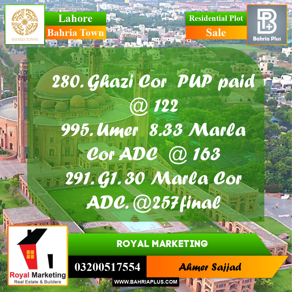 Residential Plot for Sale in Bahria Town, Lahore - (BP-260024)