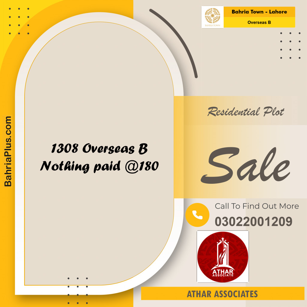 10 Marla Residential Plot for Sale in Overseas B -  Bahria Town, Lahore - (BP-260026)