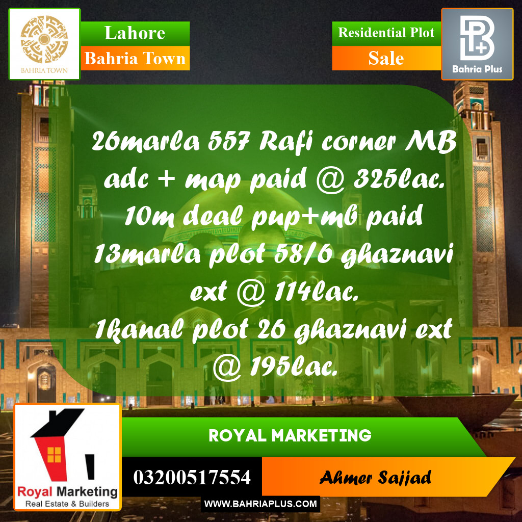 Residential Plot for Sale in Bahria Town, Lahore - (BP-260062)