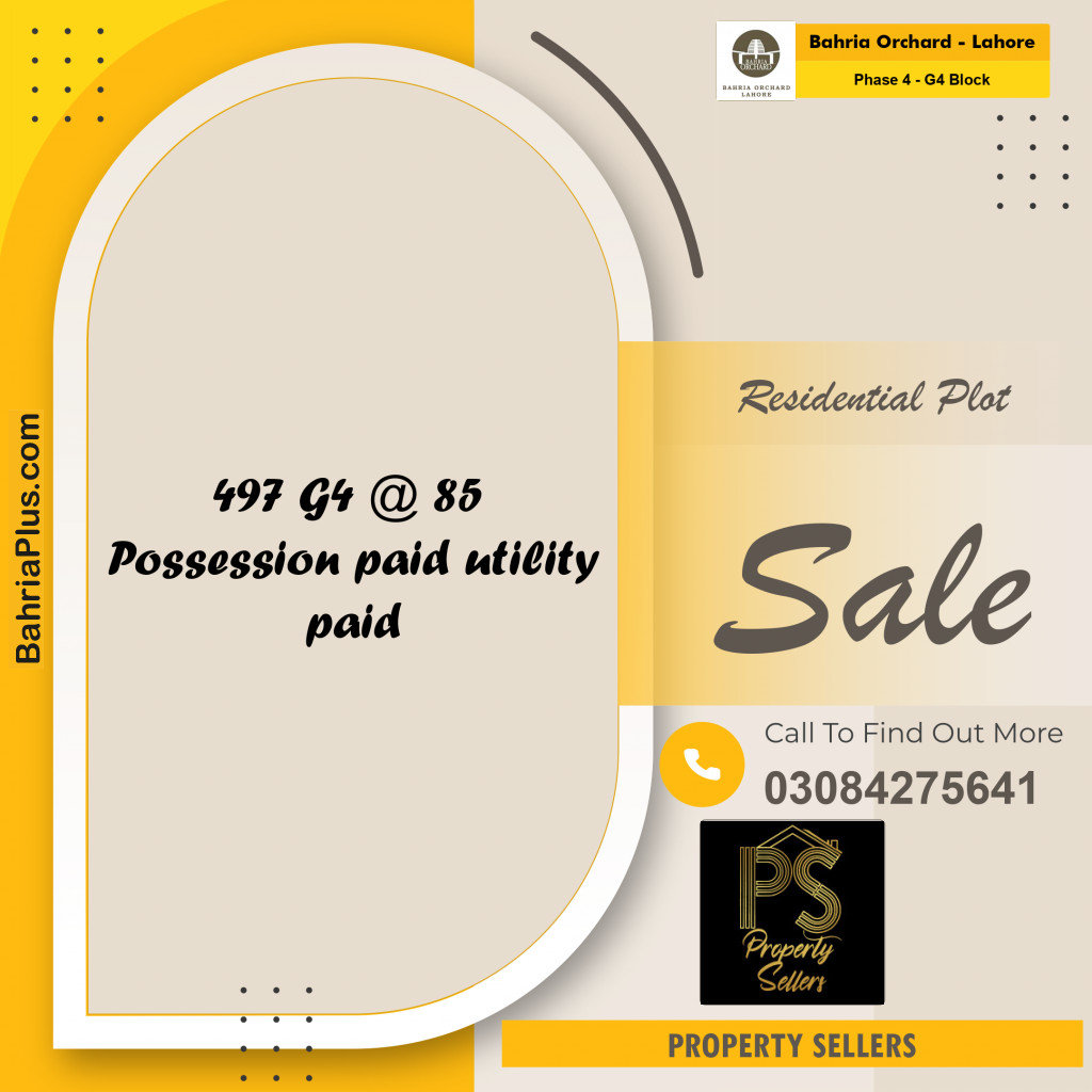 10 Marla Residential Plot for Sale in Phase 4 - G4 Block -  Bahria Orchard, Lahore - (BP-260127)